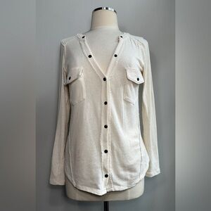 We The Free Cream Button-Up Thermal Top Size Medium